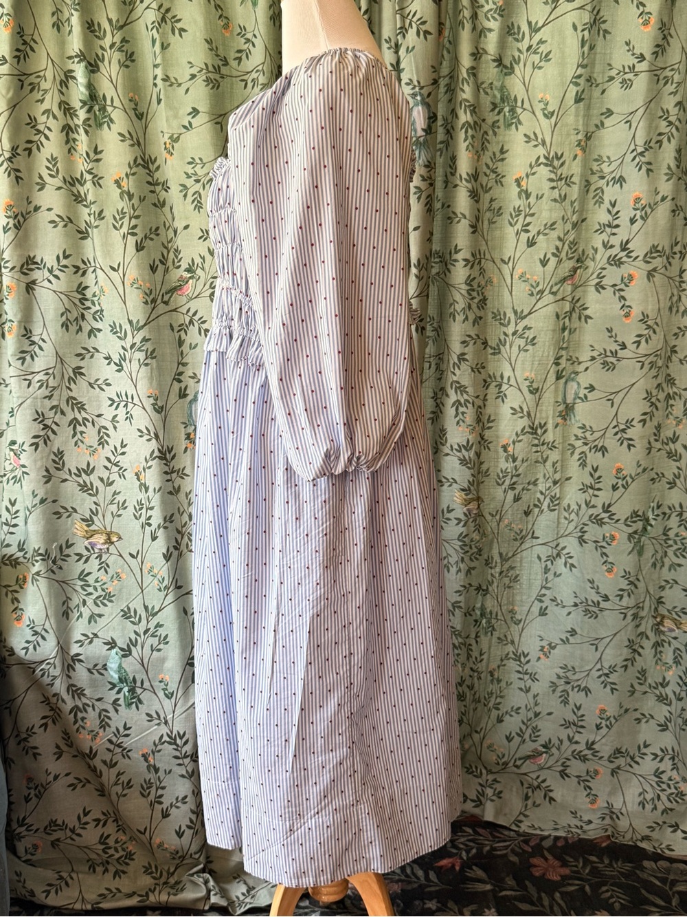 Anthropologie Lavender-Striped Smocked Midi Dress - Picture 7 of 8